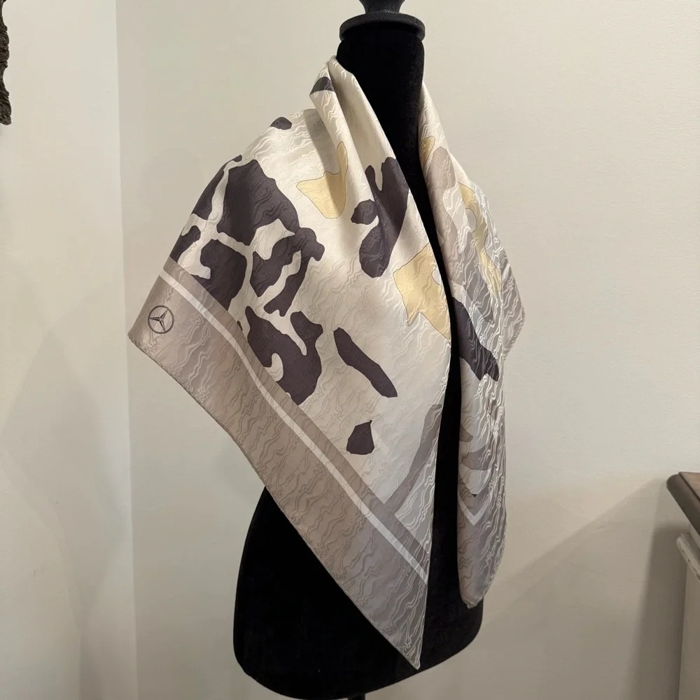 Mercedes Abstract Patterned Silk Scarf 34”